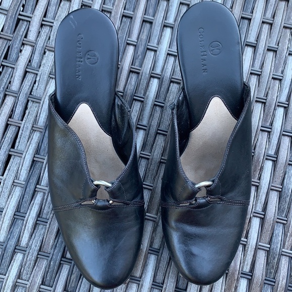 Cole Haan Kenna Clog Black Leather Studded Mules - Picture 3 of 16